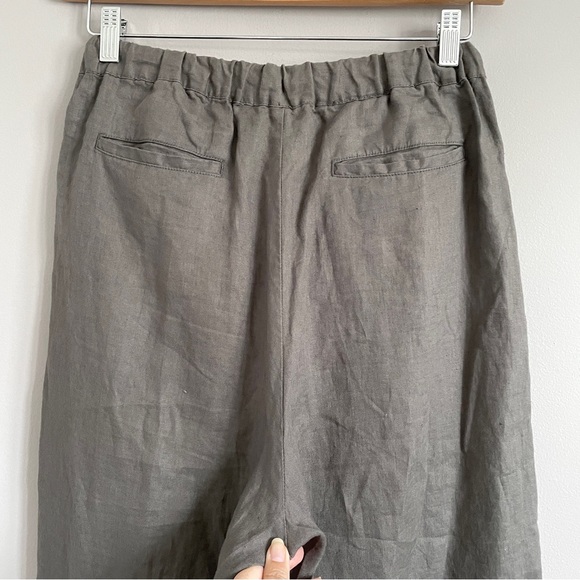 Muji Gray French Linen Wide Leg Cropped Pants - S, relaxed fit - Picture 7 of 9